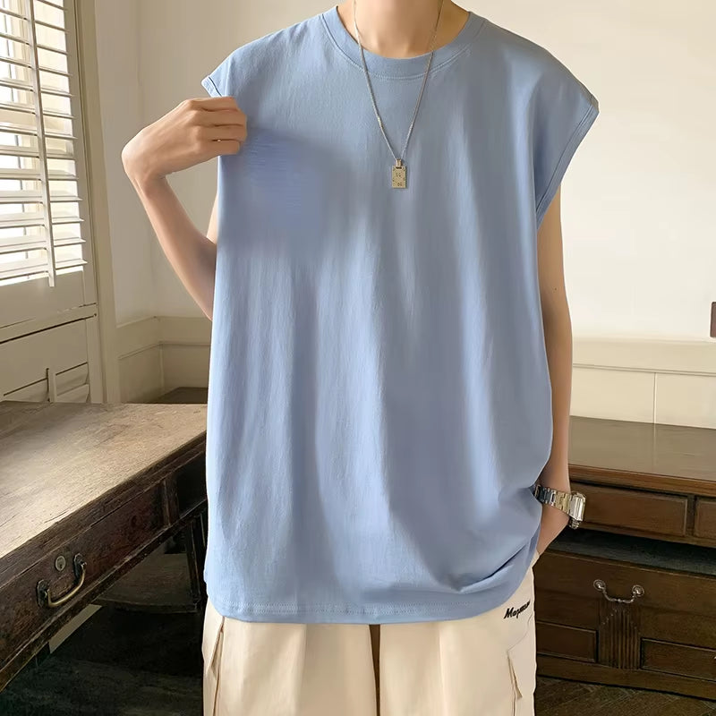 Mens Tank Top Cotton Sleeveless Blouse Casual Vest Men Bodybuilding Bottoming Undershirt Camiseta Sin Mangas Deporte Hombre