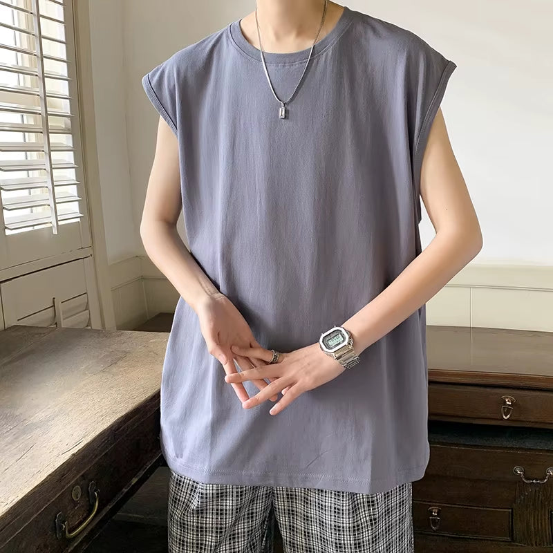 Mens Tank Top Cotton Sleeveless Blouse Casual Vest Men Bodybuilding Bottoming Undershirt Camiseta Sin Mangas Deporte Hombre