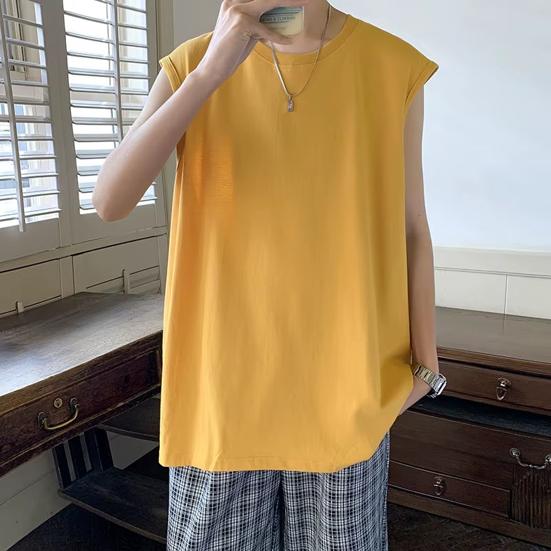 Mens Tank Top Cotton Sleeveless Blouse Casual Vest Men Bodybuilding Bottoming Undershirt Camiseta Sin Mangas Deporte Hombre