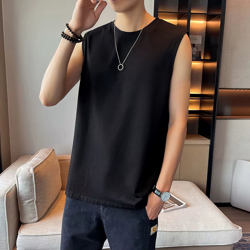 Mens Tank Top Cotton Sleeveless Blouse Casual Vest Men Bodybuilding Bottoming Undershirt Camiseta Sin Mangas Deporte Hombre